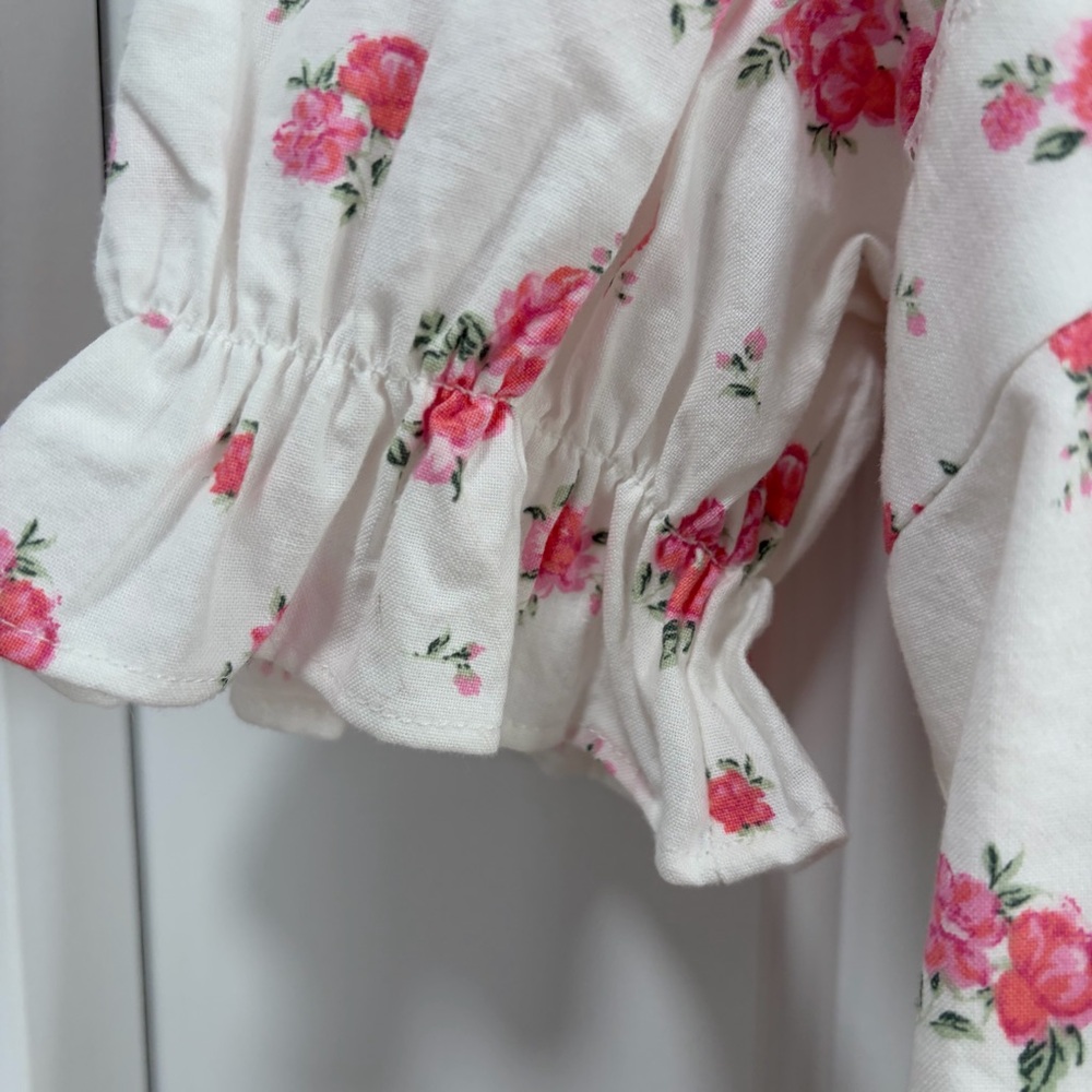 Altar’d State NWOT‎ Lucia Mini Dress size XL White Puff Sleeve Ditsy Floral - Picture 6 of 16